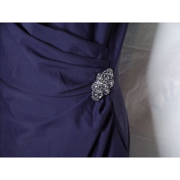 SOLD ALEX EVENINGS Side Ruched Cocktail Dress Navy Blue 14 - Picture 5 of 9
